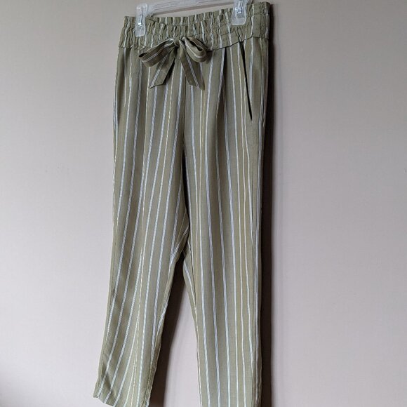 Zara Striped Paper Bag Cropped Pants - Picture 3 of 11